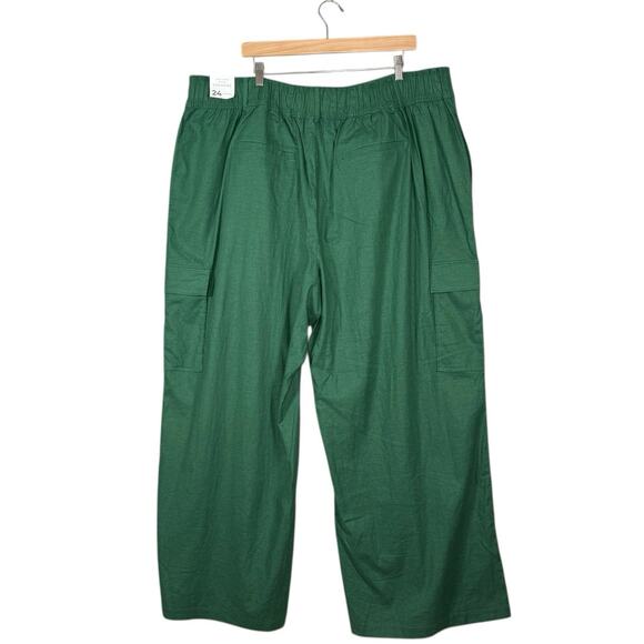 NWT Lane Bryant Green Linen Blend Cargo Pants | Wide Leg Utility Work Casual 24W - Picture 3 of 9